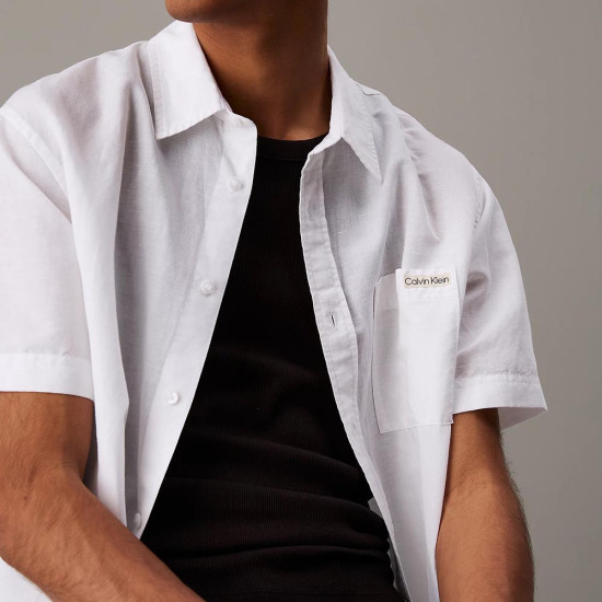 Calvin Klein Ανδρικό πουκάμισο Linen Cotton Short Sleeve Shirt